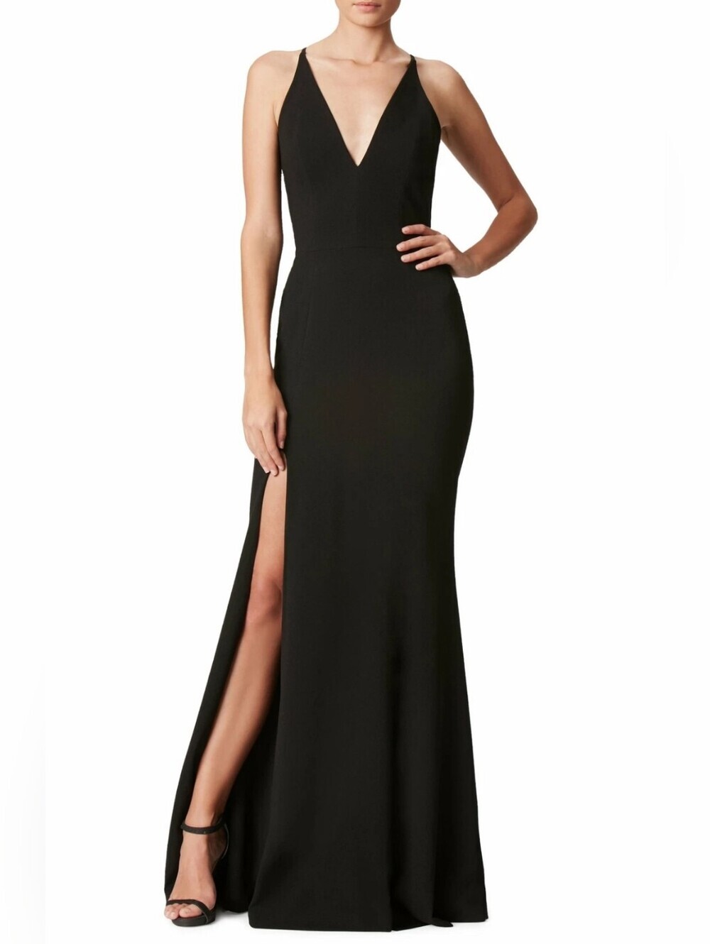 NWT Dress the Population Iris Mermaid Gown Medium Glam Side Slit Formal Maxi M